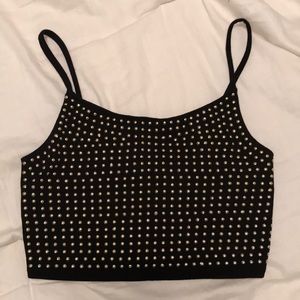 Sexy gold studded crop tank top date night